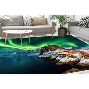 พรมพิมพ์ลายทิวทัศน์ธรรมชาติ - ลายแสงเหนือ ดีไซน์แสงเหนือ พร้อมพรมขนนุ่ม - Product Image 2