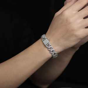 High Quality <b>925</b> Sterling Sliver Cuban Link <b>Bracelet</b> For <b>Men</b> & Women Iced Out Bling For Hip Hop Style Jewelry - Product Image 4