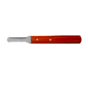 Cuchillo pelador de acero inoxidable de alta calidad con mango de madera Removedor de pelo de mascotas Instrumento veterinario - Product Image 6