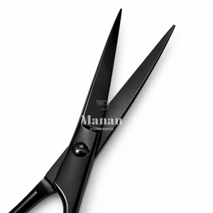 Ciseaux de coiffure professionnels en acier inoxydable noir pour droitiers, lame affûtée, manche moyen, ciseaux de barbier pour salon de coiffure - Product Image 2