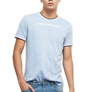 เสื้อยืดผู้ชายทรงสลิมฟิตแบบสั่งทำคุณภาพสูง220ก. เสื้อยืดผ้าฝ้ายผสมสีตัดกันเสื้อยืดสตรีทแวร์ขายส่ง - Product Image 1