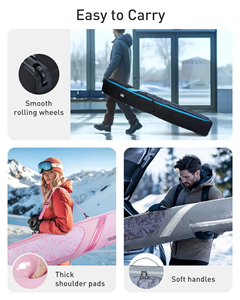 Custom <b>Travel</b> Rolling Double Ski & Snowboard <b>Bag</b> <b>with</b> <b>Wheels</b> Padded Waterproof Polyester Professional Men's Outdoor Use - Product Image 6