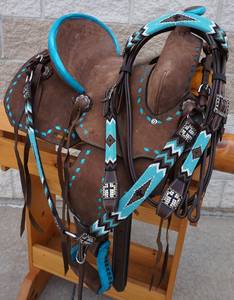 Meilleure vente Selle de course de barils western de type anglais en cuir véritable avec caractéristiques synthétiques de qualité supérieure, approvisionnement direct en gros Shyam - Product Image 1