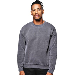 Sweat-shirt gris à col rond pour homme, coupe classique, en molleton de coton, décontracté, pour l'automne, effet délavé, personnalisable, prix de gros - Product Image 1