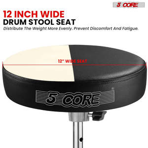 5 Core <b>Drum</b> Throne 3 Thick Padded Guitar Stool 200Lb Capacity Heavy Duty Adjustable Drummer Chair - Product Image 4