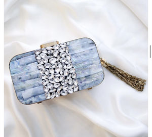 100% naturel nacre sac de soirée artisanat de luxe à la main dame pochette avec motif de pierre Offre Spéciale sac à main en métal - Product Image 6