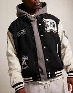 Veste universitaire 100% laine pour hommes de haute qualité nouvelle broderie personnalisée en cuir PU haute qualité OEM bouton surdimensionné Bomber veste - Product Image 3