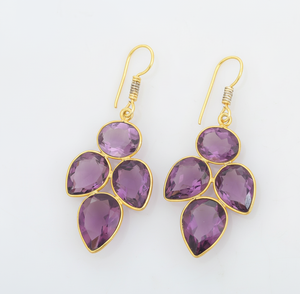 Boucles d'oreilles en améthyste bleue multiformes |   Perles rondes de 8 mm, 9x12 et 10x14 |   Argent sterling 925 plaqué or 18 carats, pour les occasions spéciales - Product Image 6