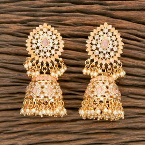 Vente en gros artificielle sans défaut derniers bijoux arabes antiques Jhumki boucle d'oreille avec placage à l'or - Product Image 6