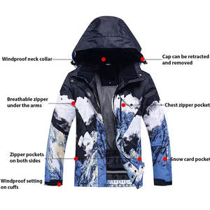 Combinaison de ski pour homme de haute qualité, taille plus, une pièce, imperméable, respirante, coupe-vent, fermeture éclair, vêtements chauds pour la neige - Product Image 2