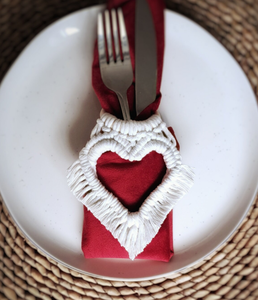 Valentine's napkin ring - macrame napkin ring, boho table <b>decor</b>, <b>heart</b> napkin ring - Product Image 2
