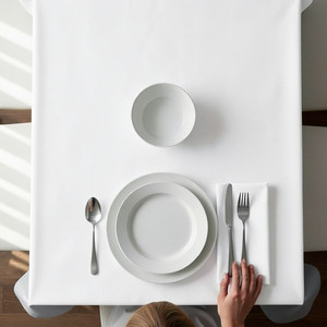 Heavy Duty Woven Duck Fabric <b>Tablecloth</b> 140x180cm. Waterproof Eco-Friendly Luxury Branded. for Restaurants Hotels & Home Dining - Product Image 2