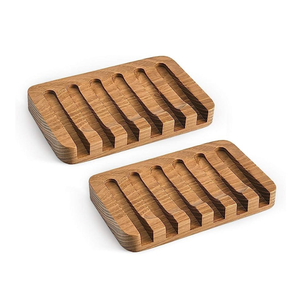 Grand porte-savon en bois de teck rustique en deux parties, écologique, décoratif pour la salle de bain, porte-savon artisanal pour le comptoir de cuisine - Product Image 2