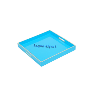 ถาดไม้ตกแต่งดีไซน์สวยงาม ถาดเสิร์ฟไม้ธรรมชาติขายดีที่สุด พร้อมหูจับสีทอง สำหรับใช้ในบ้านและร้านอาหาร - Product Image 4