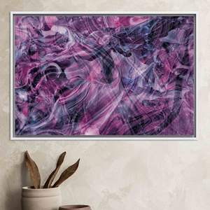 Arte moderno impreso en lienzo: elegante decoración de pared con diseño de tinta alcohólica, lienzo enmarcado en blanco - Product Image 1