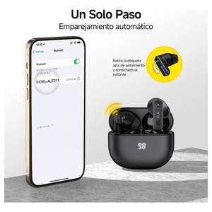 Audífonos Inalámbricos Negros con Clip para Oreja, con 24 Horas de Duración de Batería, Estuche de Carga Tipo C, Modelo AUT211N - Product Image 5