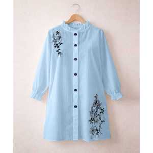 SANOKI Blusa Elegante para Mujer, Diseño Personalizado, Bordada, Abertura Frontal, Transpirable, Ropa Casual para el Día a Día, Tallas XS a XL - Product Image 5