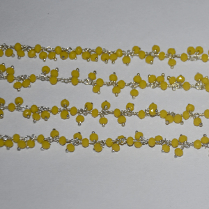 Top Quality Silver Plated Yellow Glass Beads Rondelle <b>Cluster</b> Rosary Chain Wire Beaded Chain for Jewelry Bracelet Making finding - Product Image 3