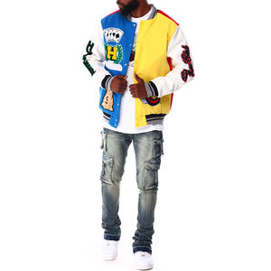 Nouvelle arrivée : veste varsity slim fit pour homme, hiver, col montant, couleur unie, écologique et respirante, style streetwear - Product Image 2