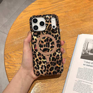 Funda Magnética Antigolpes de TPU con Estampado de Leopardo de Lujo para Teléfonos Móviles 17/16/15/14 Plus - Product Image 4