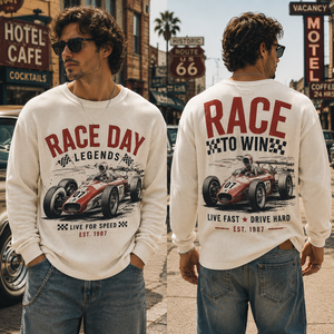 Sweat-shirts de course surdimensionnés en tissu gaufré personnalisé, coton et polyester, assortis pour les fans du club, chemises à manches longues pour les fans de l'équipe - Product Image 1