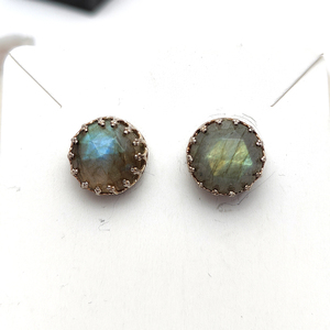 Natural Labradorite 12mm 925 Sterling Silver Designer <b>Stud</b> <b>Earrings</b> Handmade <b>Fine</b> Jewellery Gemstone for Trendy Weddings Parties - Product Image 6
