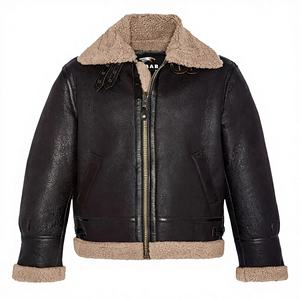เสื้อแจ็คเก็ตนักบินวินเทจหนังแท้บุขนเชอร์ปาอุ่นๆ สไตล์นักบินสหรัฐฯ ย้อนยุค - Product Image 1