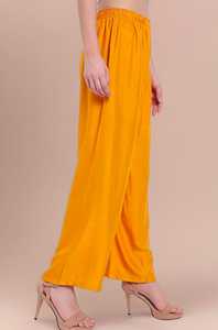 Mujer Casual cintura media mostaza rayón viscosa Palazo transpirable y elástico para verano teñido liso - Product Image 2