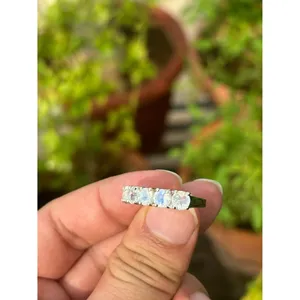 Five Round Moonstone <b>Ring</b> <b>925</b> Sterling <b>Silver</b> Handmade Gemstone <b>Ring</b> Wholesale Jewelry Supplier - Product Image 5