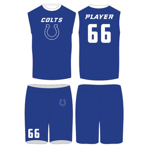 ชุดยูนิฟอร์ม Colts Custom 7v7 สีน้ำเงิน เสื้อกล้ามแขนกุดพร้อมกางเกงขาสั้น พิมพ์ลายแบบ Sublimated ระบายเหงื่อได้ดี ทรงสปอร์ต - Product Image 1