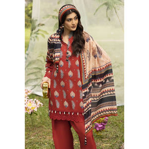 Ensemble 3 pièces en mousseline imprimée, col mandarin, longueur genou, personnalisable ODM, style chic et tendance pour femme SD-42146 Taille XS - Product Image 2