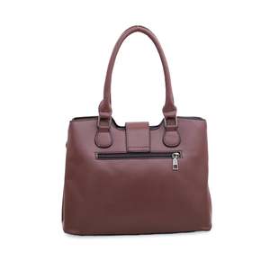 Brun P35866 sac à main formel Rivet gland décoration fourre-tout décontracté à deux poignées élégant en cuir véritable selle classique pour dames - Product Image 1