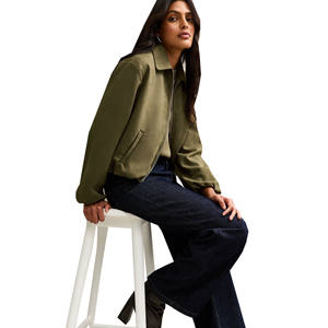 Blouson Bomber en Toile Respirant et Coupe-Vent Personnalisé pour Femme, Service OEM avec Logo Personnalisé, Couleurs Personnalisées, Mode Hiver/Automne - Product Image 3