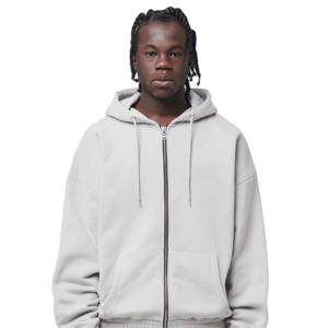 Lettre personnalisée bouffante imprimé coupe ample fermeture éclair US sweats à capuche 500GSM français coton éponge confortable polaire à la mode fermeture éclair à capuche - Product Image 6