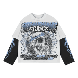 เสื้อยืดแขนยาวผ้าฝ้าย100% ลายกราฟิกผ้าเทอร์รี่พิมพ์ลายตามสั่งสำหรับ280gsm - Product Image 5