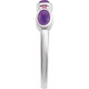 Stuller Accented 14KW Rose <b>Gold</b> Bezel <b>Set</b> <b>Ring</b> Fashionable Letter Shaped Amethyst Trendy Inlay with <b>Gold</b> Plating Gift - Product Image 3