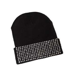 Kivotech Bonnet professionnel pour fille Chapeau Hip-hop Bonnet tricoté Chapeaux Streetwear Rock Casquettes décontractées Clignotant Strass - Product Image 3