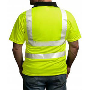 Chemises polo unisexes en polyester haute visibilité, vêtements de travail haute visibilité, bande réfléchissante, manches courtes, vêtements de travail de construction - Product Image 2