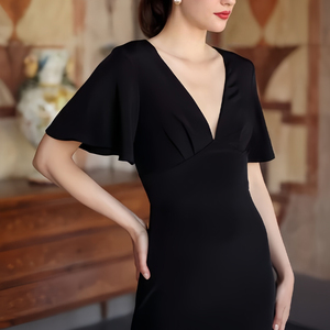 Vestido de Verano Personalizado para Mujer, Elegante, de Manga Corta, Cintura Alta, Poliéster Natural, Largo hasta el Suelo, Corte en A, Chifón, <span class=keywords><strong>Talla</strong></span> Grande - Product Image 4