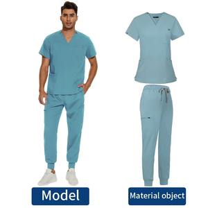 ชุดเครื่องแบบทางการแพทย์สำหรับขัดตัวในโรงพยาบาลชุดเสื้อแฟชั่นคอวีสำหรับผู้ชายคลินิกโรงพยาบาลสำหรับฤดูร้อน - Product Image 3