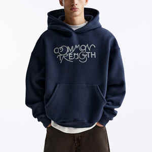 Sweats à capuche courts avec logo imprimé DTG personnalisé 100% coton polaire Boxy Fit Streetwear surdimensionné épais sweats à capuche pour hommes - Product Image 1