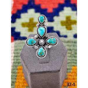 Bague ajustable artisanale en turquoise émeraude de la Vallée du Sud-Ouest et argent sterling, avec technologie d'incrustation à sertissage clos, idéale pour un cadeau - Product Image 2