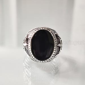Mayorista Anillo para hombre Piedra preciosa de ónix negro natural Anillo de piedra natal de Diciembre Todos los tamaños Joyería de fiesta pesada Anillo de plata esterlina 925 - Product Image 3