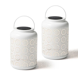 Diseño de recorte personalizado, tarro votivo hecho a mano de hierro blanco marroquí, portavelas decorativo de Navidad, FAROL DE MESA colgante para el hogar - Product Image 6