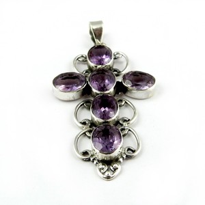 Pendentif de fiançailles chrétien bohème en argent plaqué améthyste, style mode, pour les amoureux de la forme, bijou unisexe unique - Product Image 2