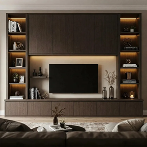 Nouveau meuble TV sur pied 2026 pour salon, avec rangement en verre intégré, style mi-siècle, ensemble table basse et meuble TV moderne - Product Image 5