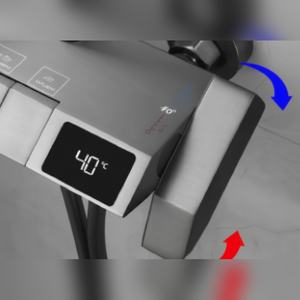 Colonne de douche thermostatique carrée à effet pluie, revêtement PVD graphite, valve céramique, livraison mondiale, achat en gros - Product Image 3