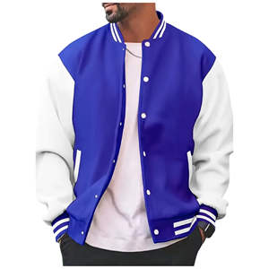 Chaqueta Bomber Varsity de Manga Larga de Lona Transpirable para Hombre, de Alta Calidad, a la Moda, Casual, Resistente al Viento - Product Image 1