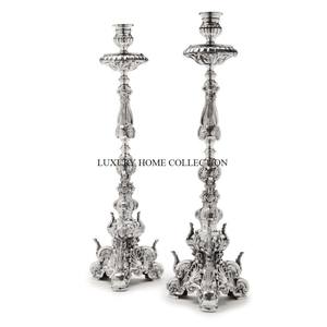 เชิงเทียนในร่มทำจากอลูมิเนียมชุบทองอันเก่าแก่ดีไซน์สวยงามเชิงเทียนทองเหลือง4แขนสไตล์ใหม่จากอินเดีย - Product Image 5