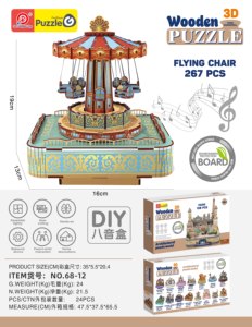 Nouveauté : Boîte à musique DIY, ensemble de puzzles <span class=keywords><strong>3D</strong></span> avec plusieurs motifs de dessins animés au choix - Ornement de bureau et <span class=keywords><strong>puzzle</strong></span> éducatif - Product Image 4